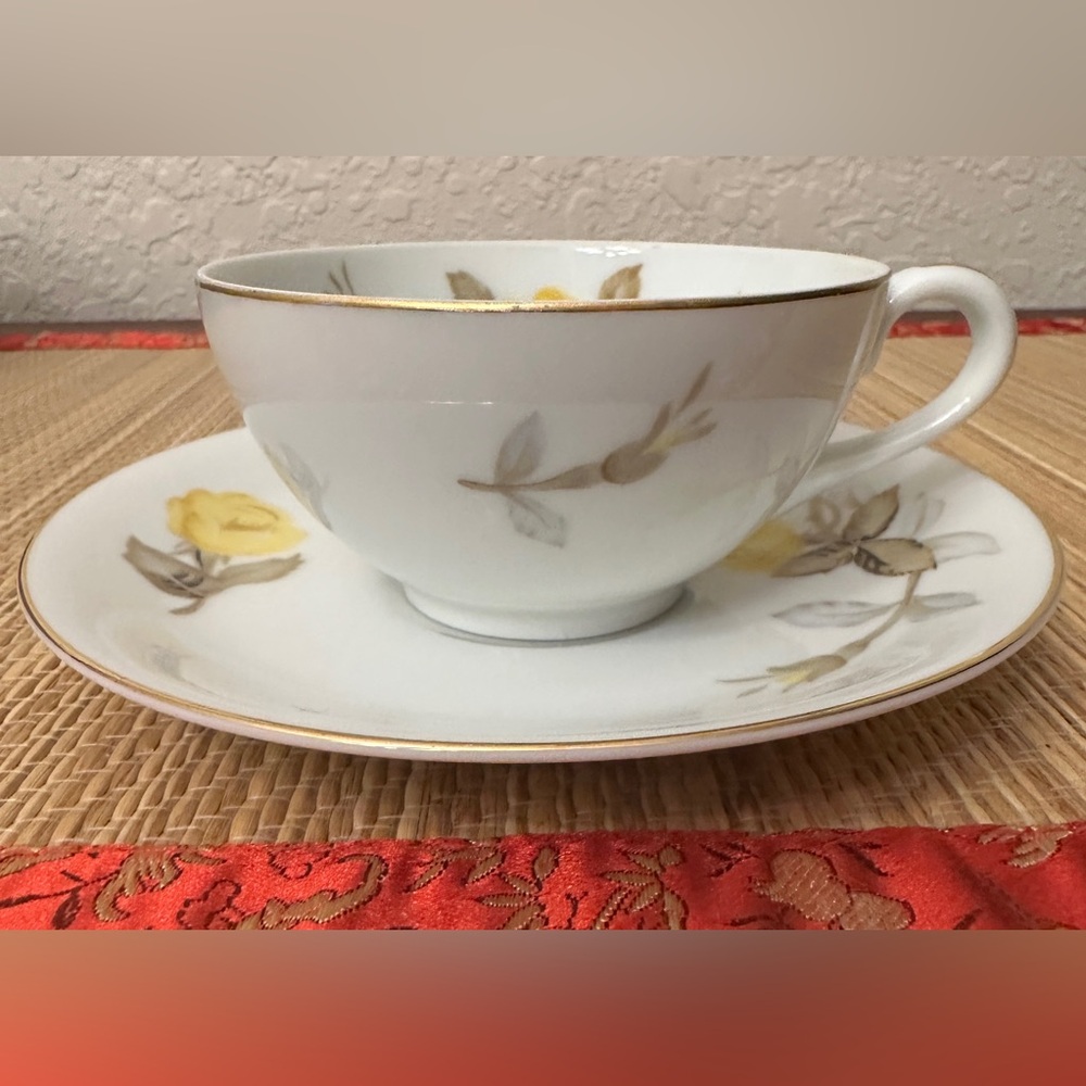 Cotillion by Sango Japan Yellow Rose Gold Trim Fine China 6-Piece 1950 - Picture 4 of 11